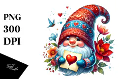 Valentines Gnome with Heart Sign PNG Product Image 1