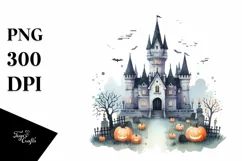 Watercolor Halloween Castle | Sublimation | PNG Clipart Product Image 1