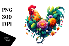 Vibrant Chicken with Flower Body, PNG Product Image 1