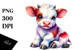 Cute Baby Cow in Style PNG Product Image 3