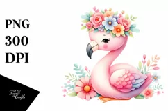 Flamingo with Flower Crown | Clipart Product Image 3