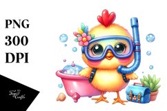 Cute Baby Chicken with Snorkel PNG Product Image 1