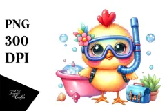 Cute Baby Chicken with Snorkel PNG Product Image 1