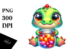 Goofy Cute Baby Dinosaur, PNG Product Image 1