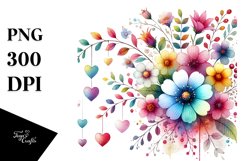 Simple Washed Flower Hearts PNG Product Image 1