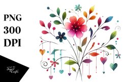 Simple Washed Flower Hearts PNG Product Image 1