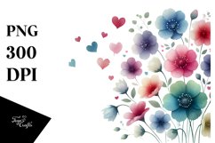 Simple Watercolor Flower Hearts PNG Product Image 1