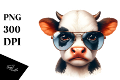 Funny Baby Cow with Funny Sunglasses PNG Product Image 1