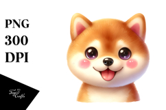Cute Shiba Inu with Big Eyes, Watercolor PNG Product Image 1
