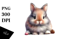 Digital Watercolor Cute Baby Rabbit PNG Product Image 1