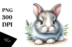 Digital Watercolor Cute A Rabbit Big Eyes PNG Product Image 1