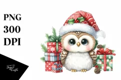 Whimsical Owl with Santa Hat, Transparent PNG Product Image 3