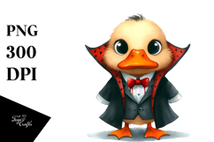 Funny Watercolor Vampire Duck Sublimation Clipart Product Image 1