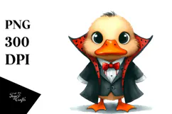 Funny Watercolor Vampire Duck Sublimation Clipart Product Image 1