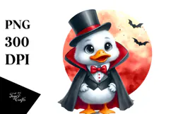 Funny Watercolor Vampire Duck Sublimation Clipart Product Image 1