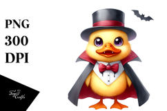 Funny Watercolor Vampire Duck Sublimation Clipart Product Image 1