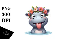 Cartoony Digital Hippo PNG Product Image 1