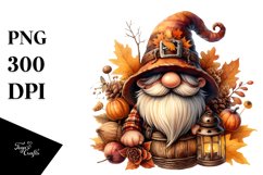 Watercolor Autumn Gnome PNG Product Image 1
