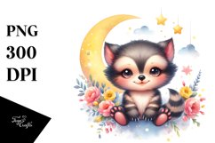 Colorful Smiling Baby Wolverine Moon Stars Clipart Product Image 3