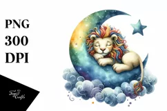 Colorful Lion Moon Watercolor Product Image 3