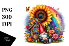 Gnome House with Sunflower | Sublimation | PNG Clipart Product Image 1