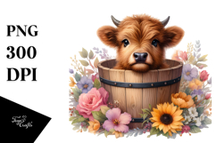 Cute Baby Highland Cow PNG Product Image 1