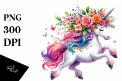 Unicorn with Floral Wreath PNG Product Image 3