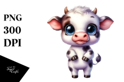 Expressive Caricature-like Baby Cow | Sublimation | Clipart Product Image 1