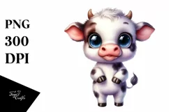 Expressive Caricature-like Baby Cow | Sublimation | Clipart Product Image 3