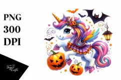 Vibrant Drawing of Unicorn for Halloween | Clipart Product Image 1