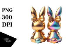 Colorful Retro Bunny Sitting, PNG Product Image 1