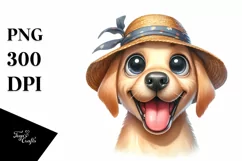 Labrador with Sun Hat and Goofy Smile | Sublimation Clipart Product Image 1