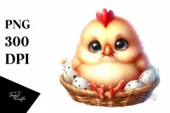 Watercolor Funny Baby Hen Sublimation Clipart Product Image 1