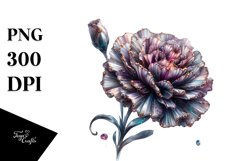 Carnation Metallic Watercolor Clipart Product Image 1