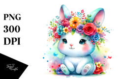 Cartoon Bunny with Flower Crown JPEG Product Image 1