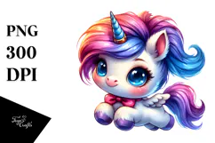 Vibrant Cute Baby Unicorn PNG Product Image 1