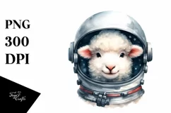 Funny Watercolor Lamb with Astronaut Helmet | Sublimation | Product Image 1