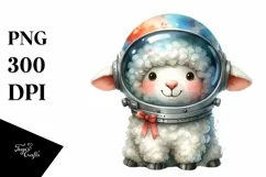 Funny Watercolor Lamb with Astronaut Helmet | Sublimation | Product Image 3