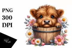 Summer Highland Cow Portrait, Transparent PNG Product Image 3
