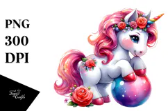 Vibrant Drawing of Unicorn with Pumpkin | Clipart Product Image 1