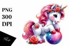 Vibrant Drawing of Unicorn with Pumpkin | Clipart Product Image 1