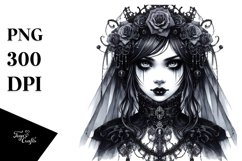 Watercolor Gothic Girl PNG Product Image 1