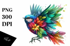 Abstract Vibrant Bird Flowers PNG Product Image 3