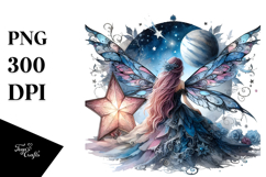 Gothic Fairy on a Star Creative View PNG Product Image 1