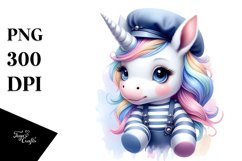 Colorful Baby Unicorn in Mime&#039;s Outfit PNG Product Image 3