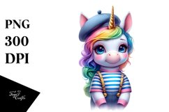 Colorful Baby Unicorn in Mime&#039;s Outfit PNG Product Image 3