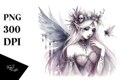 Washed Watercolor Gothic Fairy | Sublimation | PNG Clipart Product Image 3
