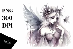 Washed Watercolor Gothic Fairy | Sublimation | PNG Clipart Product Image 3