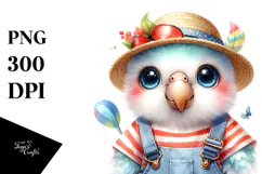 Baby Parrot in Summer Clothes PNG Product Image 1