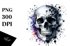 Colorful Skull with Splashes, Transparent PNG Product Image 1